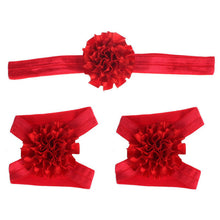 Load image into Gallery viewer, 2017 3pcs Cute Foot Flower Barefoot Sandals+Headband  Set Solid Color  Elastic Hair Bands Cute Kids Headbands #LSW