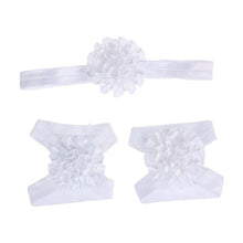 Load image into Gallery viewer, 2017 3pcs Cute Foot Flower Barefoot Sandals+Headband  Set Solid Color  Elastic Hair Bands Cute Kids Headbands #LSW