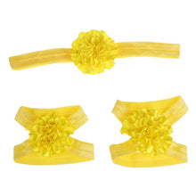 Load image into Gallery viewer, 2017 3pcs Cute Foot Flower Barefoot Sandals+Headband  Set Solid Color  Elastic Hair Bands Cute Kids Headbands #LSW