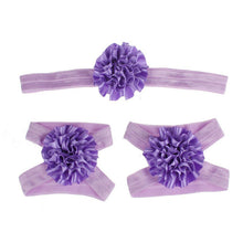 Load image into Gallery viewer, 2017 3pcs Cute Foot Flower Barefoot Sandals+Headband  Set Solid Color  Elastic Hair Bands Cute Kids Headbands #LSW